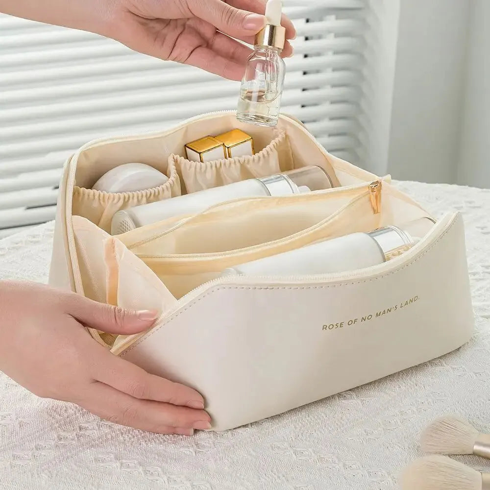 Lüks Makyaj Çantası – PU Deri, Seyahat Tipi Organizer Kadın Kozmetik Çantası