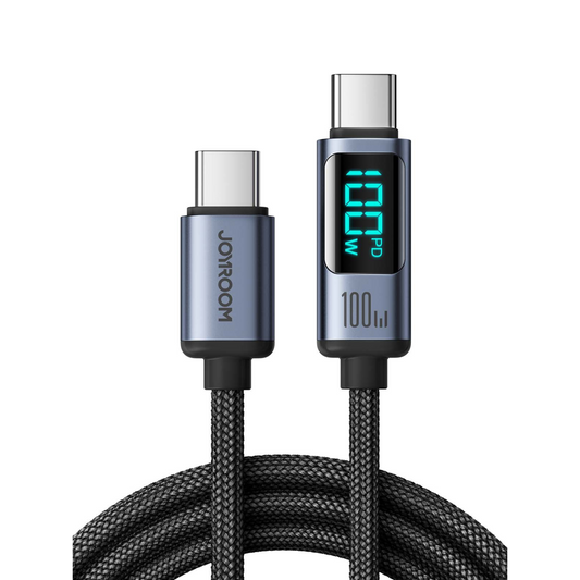 LED Ekranlı Örgülü USB-C Veri ve Şarj Kablosu – Hızlı 100W Güç