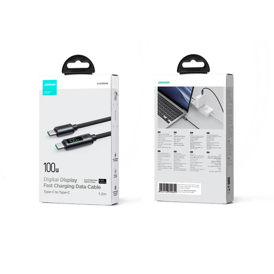 LED Ekranlı Örgülü USB-C Veri ve Şarj Kablosu – Hızlı 100W Güç