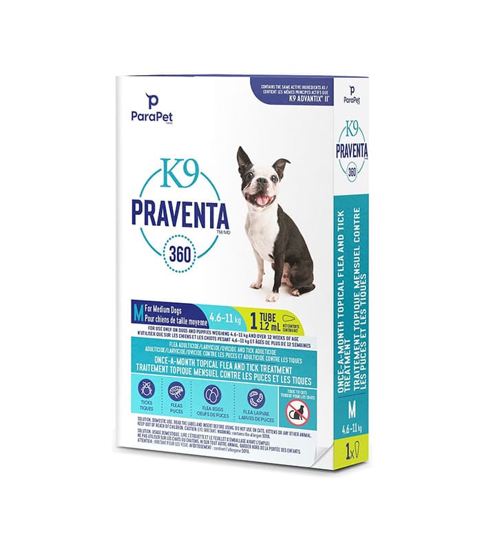 Parapet K9 Praventa 360 Flea & Tick Treatment for Dogs, 4.6-11 kg